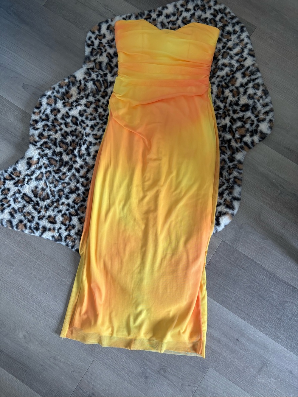 Strapless Ombre Yellow-Orange Evening Dress